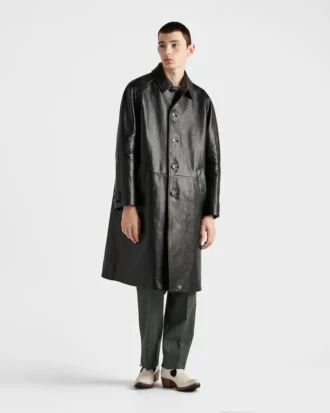 Abrigo de cuero oversize
