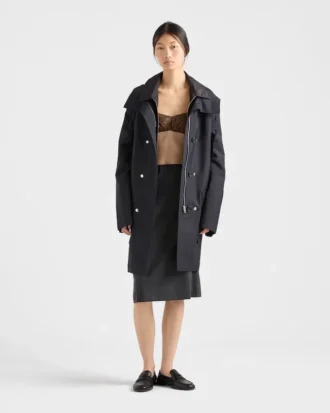 Abrigo de mohair de cabrito y Re-Nylon de un solo pecho