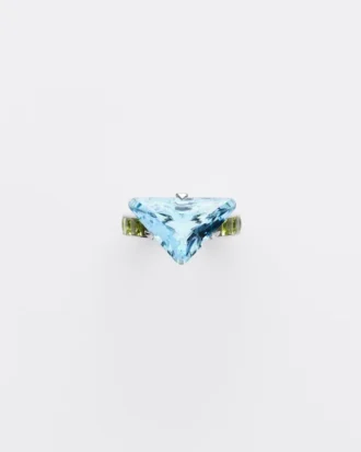 Anillo solitario Couleur Vivante – Oro blanco con aguamarina y peridoto