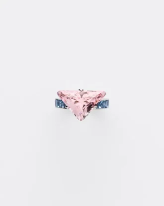 Anillo solitario Couleur Vivante – Oro blanco con morganita y aguamarina Anillo solitario Couleur Vivante – Oro blanco con morganita y aguamarina