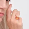 Anillo solitario Couleur Vivante – Oro rosa con citrino y morganita