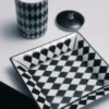 Bandeja multiusos cuadrada grande de porcelana – Tablero de ajedrez