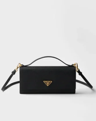 Billetera de piel Saffiano con correa para el hombro