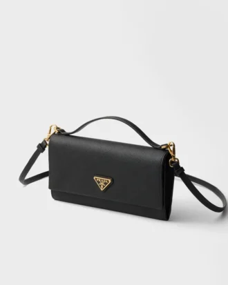 Billetera de piel Saffiano con correa para el hombro