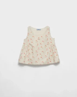 Blusa de lino con estampado floral bordado