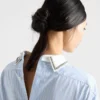 Blusa de popelín a rayas bordada Blusa de popelín a rayas bordada