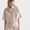 Blusa de popelín con estampado de cuadros bordado Blusa de popelín con estampado de cuadros bordado