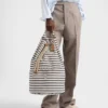 Bolsa de lona a rayas con cordón
