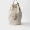 Bolsa de viaje con cordón de mezcla de lino Bolsa de viaje con cordón de mezcla de lino