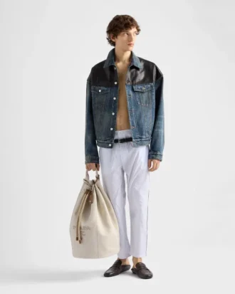 Bolsa de viaje con cordón de mezcla de lino