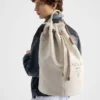 Bolsa de viaje con cordón de mezcla de lino Bolsa de viaje con cordón de mezcla de lino