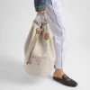 Bolsa de viaje con cordón de mezcla de lino Bolsa de viaje con cordón de mezcla de lino