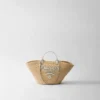 Bolso de compras grande de rafia y cuero Bolso de compras grande de rafia y cuero