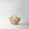 Bolso de compras grande de rafia y cuero Bolso de compras grande de rafia y cuero