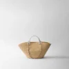 Bolso de compras grande de rafia y cuero Bolso de compras grande de rafia y cuero