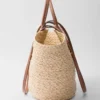 Bolso de compras grande de rafia y cuero Bolso de compras grande de rafia y cuero