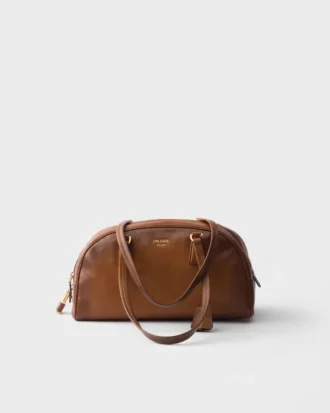 Bolso de cuero Prada Bowling mediano con asa superior