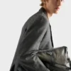 Bolso de hombro con cremallera de cuero envejecido