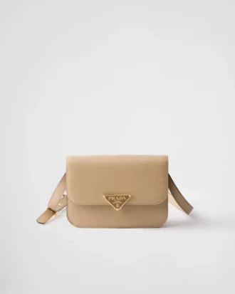 Bolso de hombro con solapa de piel Saffiano