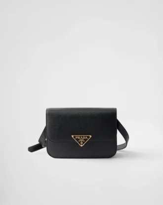 Bolso de hombro con solapa de piel Saffiano