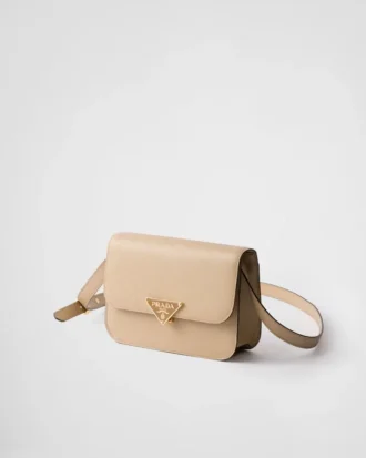 Bolso de hombro con solapa de piel Saffiano