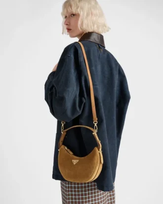 Bolso de hombro de gamuza Prada Arqua