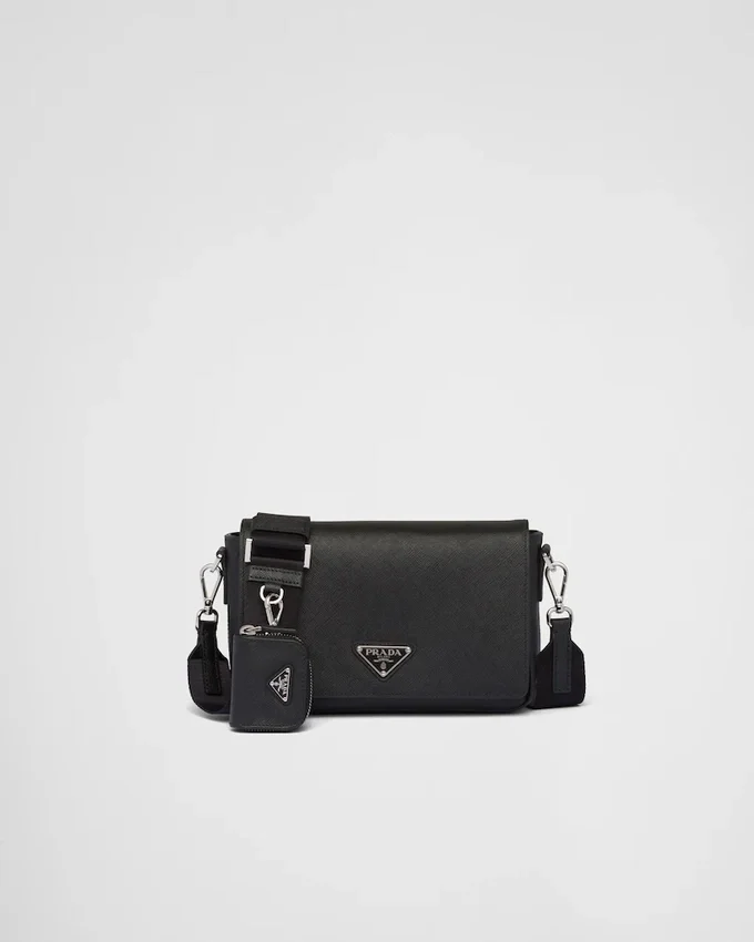 Bolso de hombro de piel Saffiano Bolso de hombro de piel Saffiano