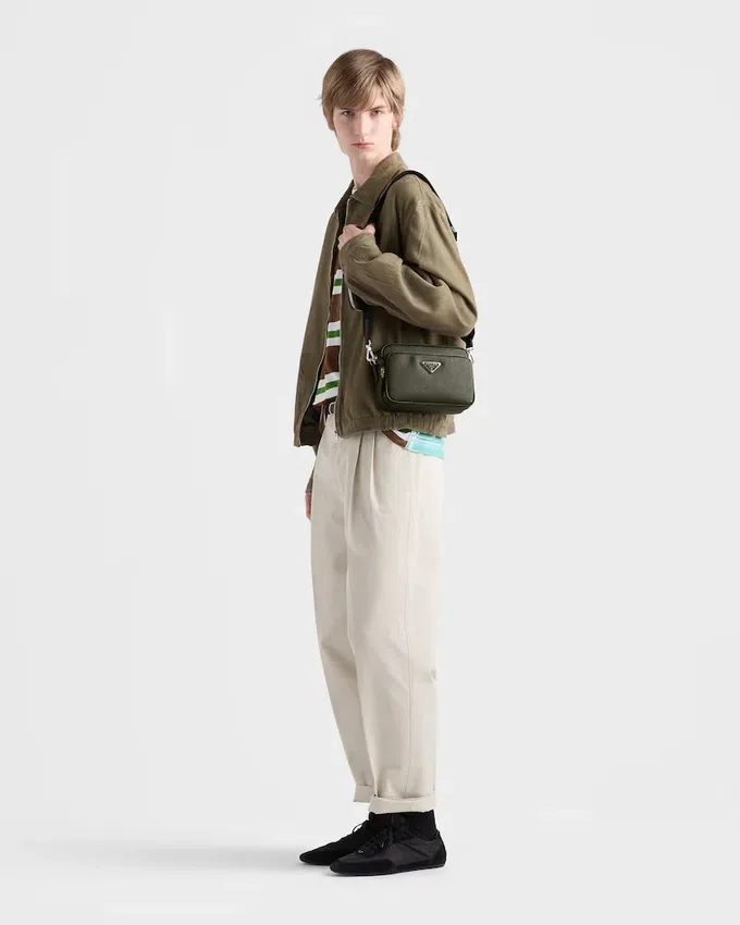 Bolso de hombro de piel Saffiano Bolso de hombro de piel Saffiano