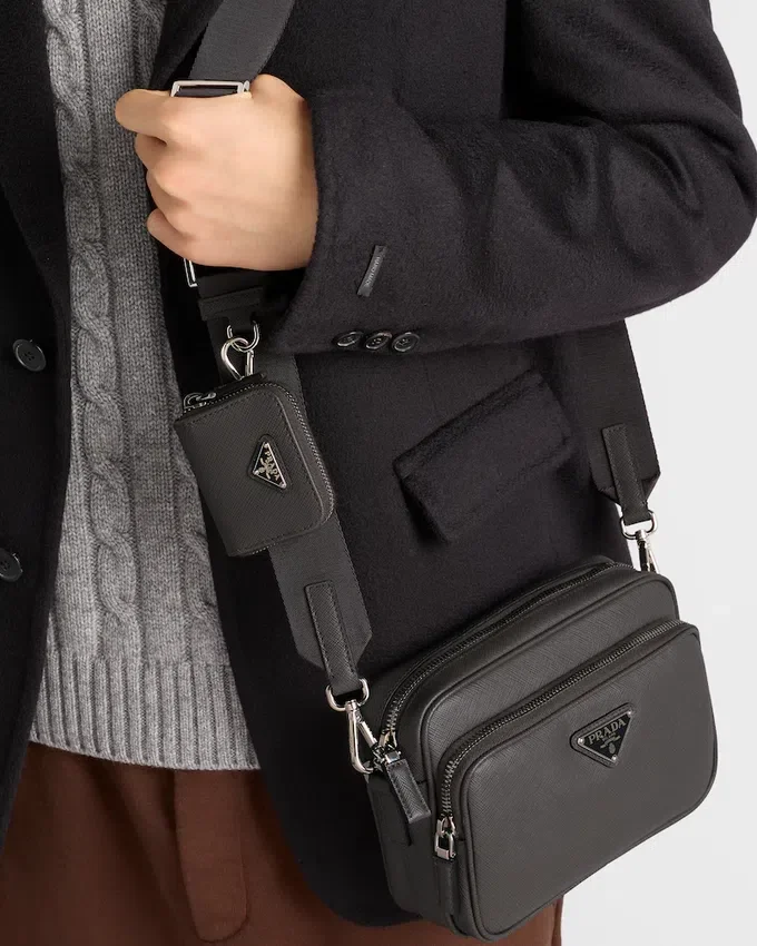 Bolso de hombro de piel Saffiano Bolso de hombro de piel Saffiano