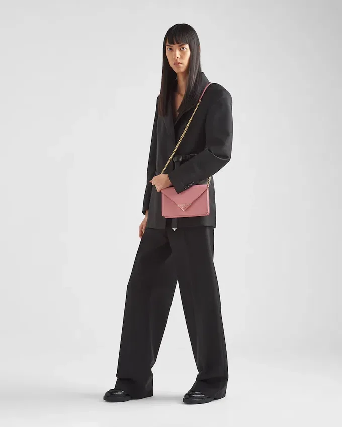 Bolso de hombro de piel Saffiano Bolso de hombro de piel Saffiano