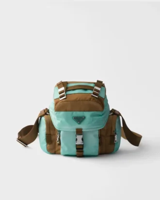 Bolso de hombro de Re-Nylon envejecido y cuero