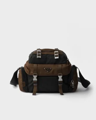 Bolso de hombro de Re-Nylon y cuero