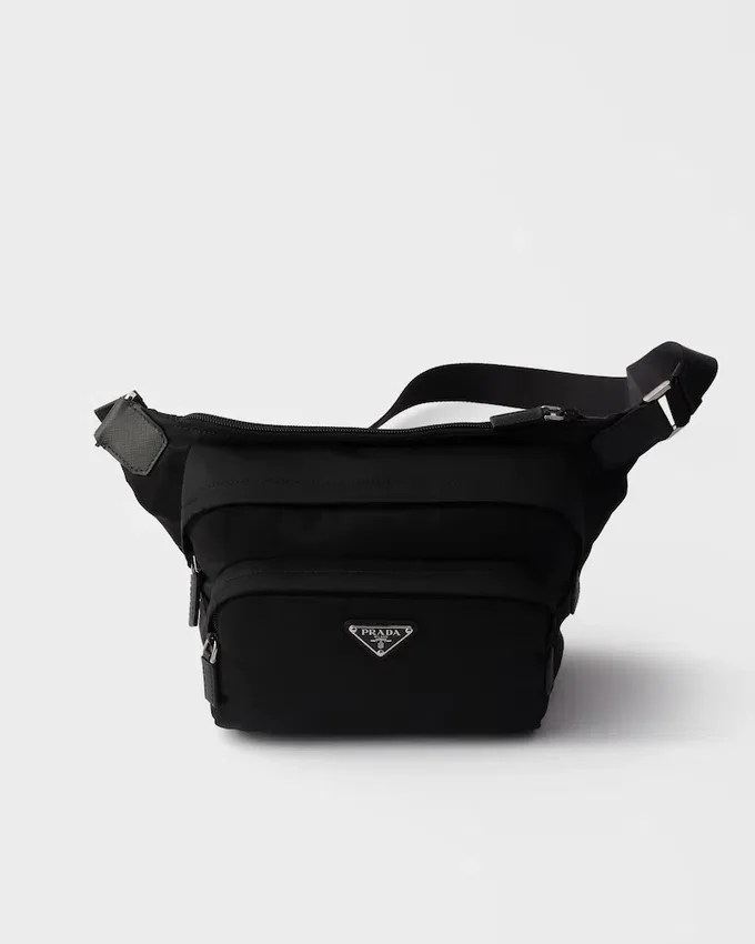 Bolso de hombro de Re-Nylon y cuero Bolso de hombro de Re-Nylon y cuero