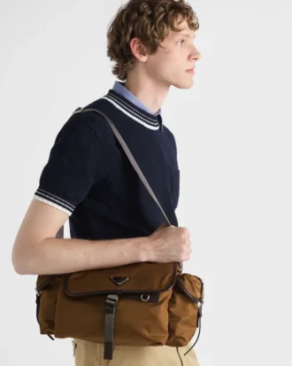 Bolso de hombro de Re-Nylon y cuero