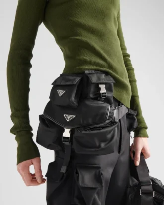 Bolso de hombro de Re-Nylon y cuero