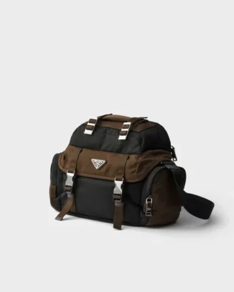Bolso de hombro de Re-Nylon y cuero