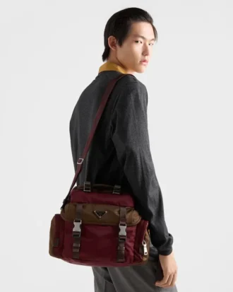 Bolso de hombro de Re-Nylon y cuero