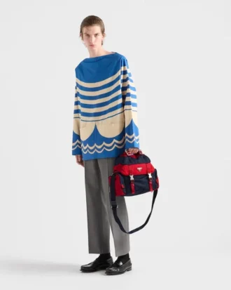 Bolso de hombro de Re-Nylon y cuero
