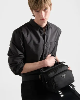 Bolso de hombro de Re-Nylon y cuero