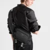 Bolso de hombro de Re-Nylon y cuero Bolso de hombro de Re-Nylon y cuero