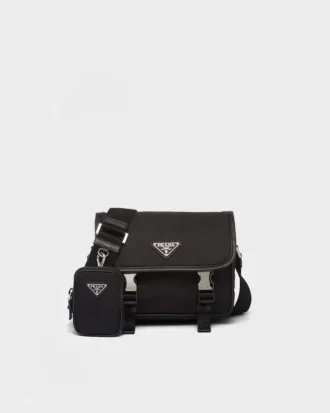 Bolso de hombro de Re-Nylon y piel Saffiano