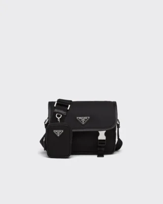 Bolso de hombro de Re-Nylon y piel Saffiano
