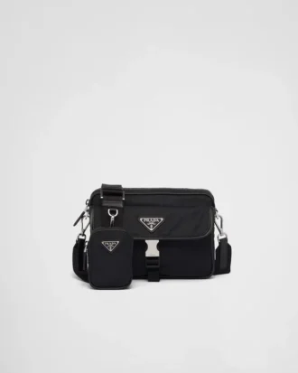 Bolso de hombro de Re-Nylon y piel Saffiano