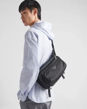 Bolso de hombro de Re-Nylon y piel Saffiano