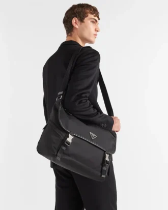 Bolso de hombro de Re-Nylon y piel Saffiano