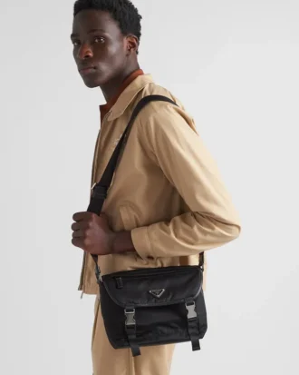 Bolso de hombro de Re-Nylon y piel Saffiano
