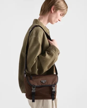 Bolso de hombro de Re-Nylon y piel Saffiano