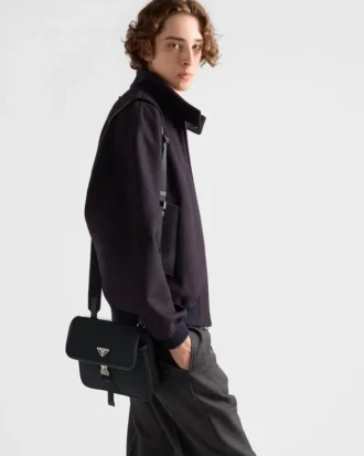 Bolso de hombro de Re-Nylon y piel Saffiano