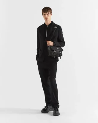 Bolso de hombro de Re-Nylon y piel Saffiano