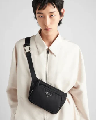 Bolso de hombro de Re-Nylon y piel Saffiano Bolso de hombro de Re-Nylon y piel Saffiano
